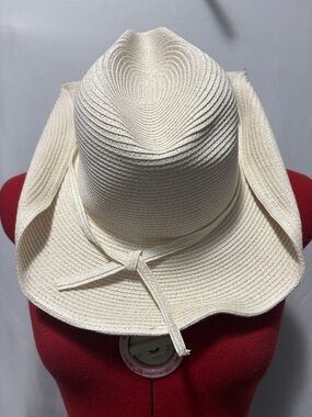 Bijoux Terner Cream Wide-Brim Sun Hat with Tie